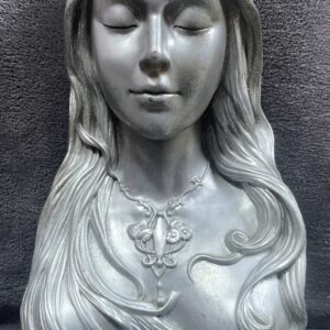 Art Nouveau Style Silver Wall Bust of Young Woman