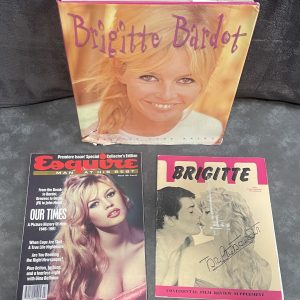 Brigitte Bardot Threesome ~ French Coffee Table Book, 1st Issue of Esquire & Hand-signed Magazine