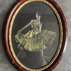 Stunning Oil Painting of a Ballerina in Oval Frame