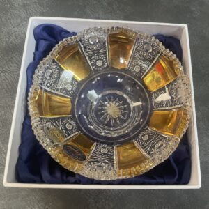 Gold-Striped Bohemia Crystal Bowl from Czech Republic