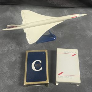 Two Sets of Concorde British Airways Playing Cards & Model on Stand