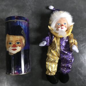 Li-Lo 12" Clown Doll with Cylinder Tin