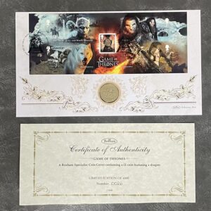 Game of Thrones Ltd Ed Benham Royal Mail FDC w/ £1 Coin featuring a Dragon