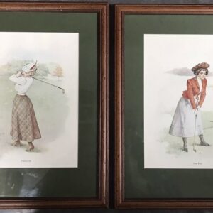 Maud Humphrey Signed Prints of Lady Golfers – ‘Teeing Off’ & ‘One Putt’ 1898