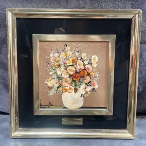 Still Life Flowers Mixed Media Painting Signed