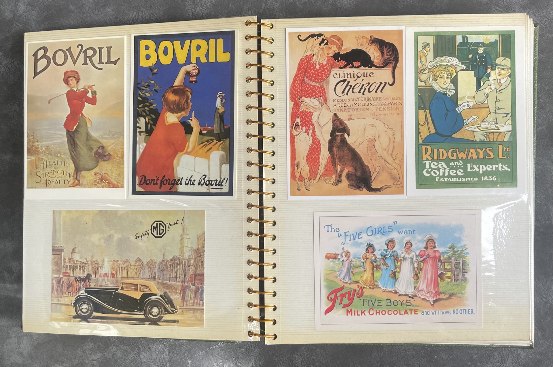 Photo Album of Reproduction Vintage Advertising / Disney / Alice in Wonderland etc. Postcards