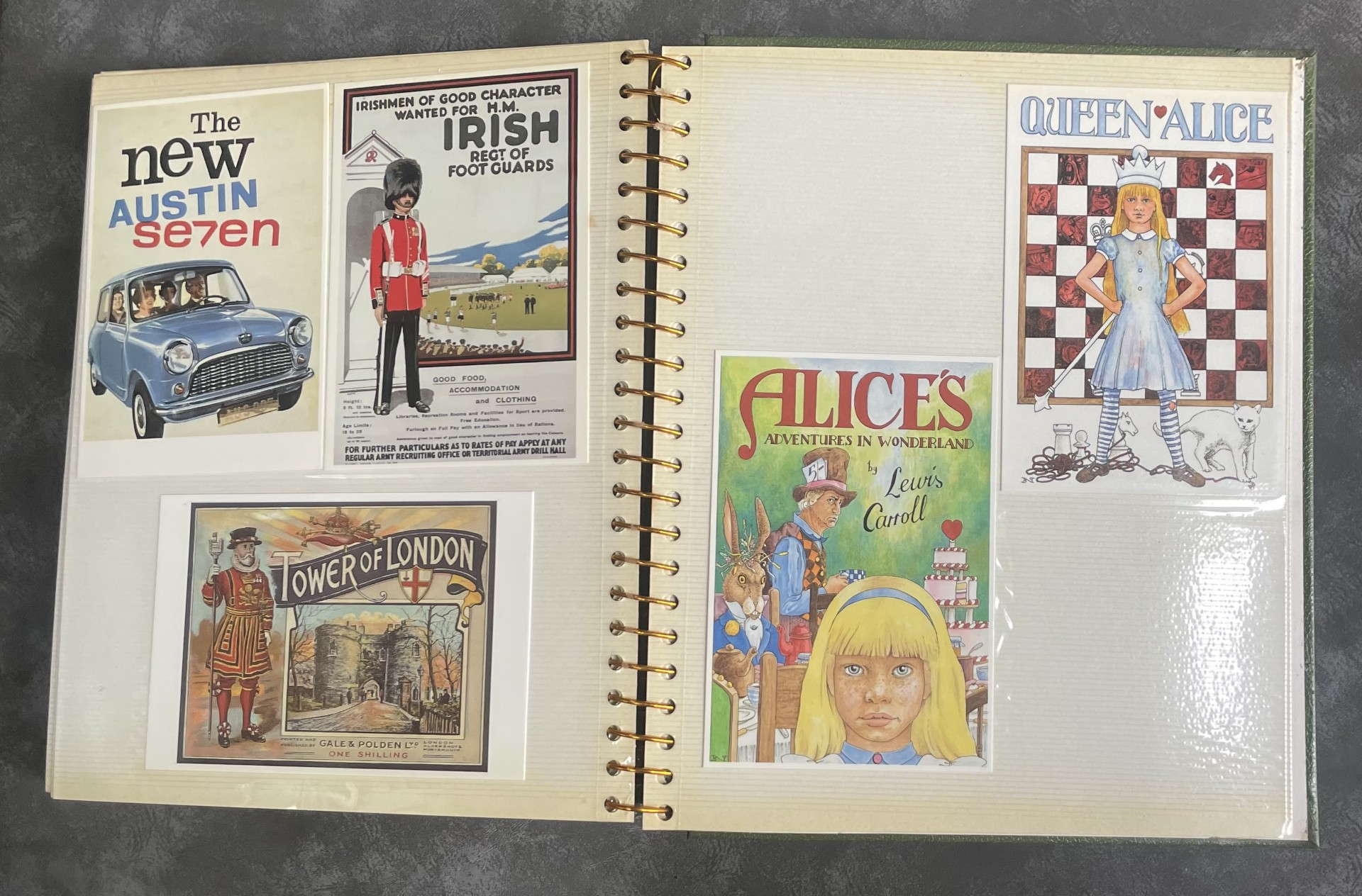 Photo Album of Reproduction Vintage Advertising / Disney / Alice in Wonderland etc. Postcards - Image 9