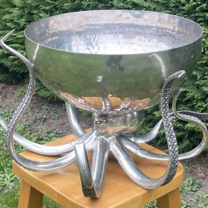 Vagabond House Pewter Steel Octopus Ice Tub Punchbowl