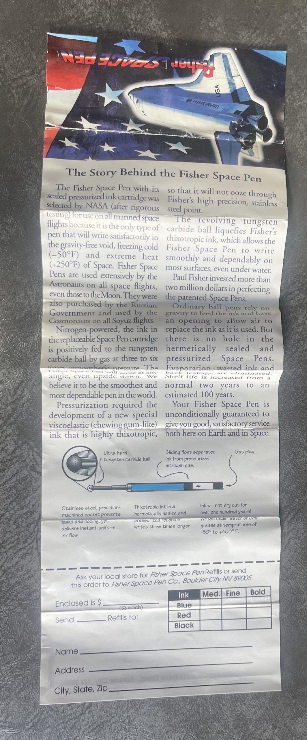 Original Fisher Space Pen in Box w/ Papers - Image 3