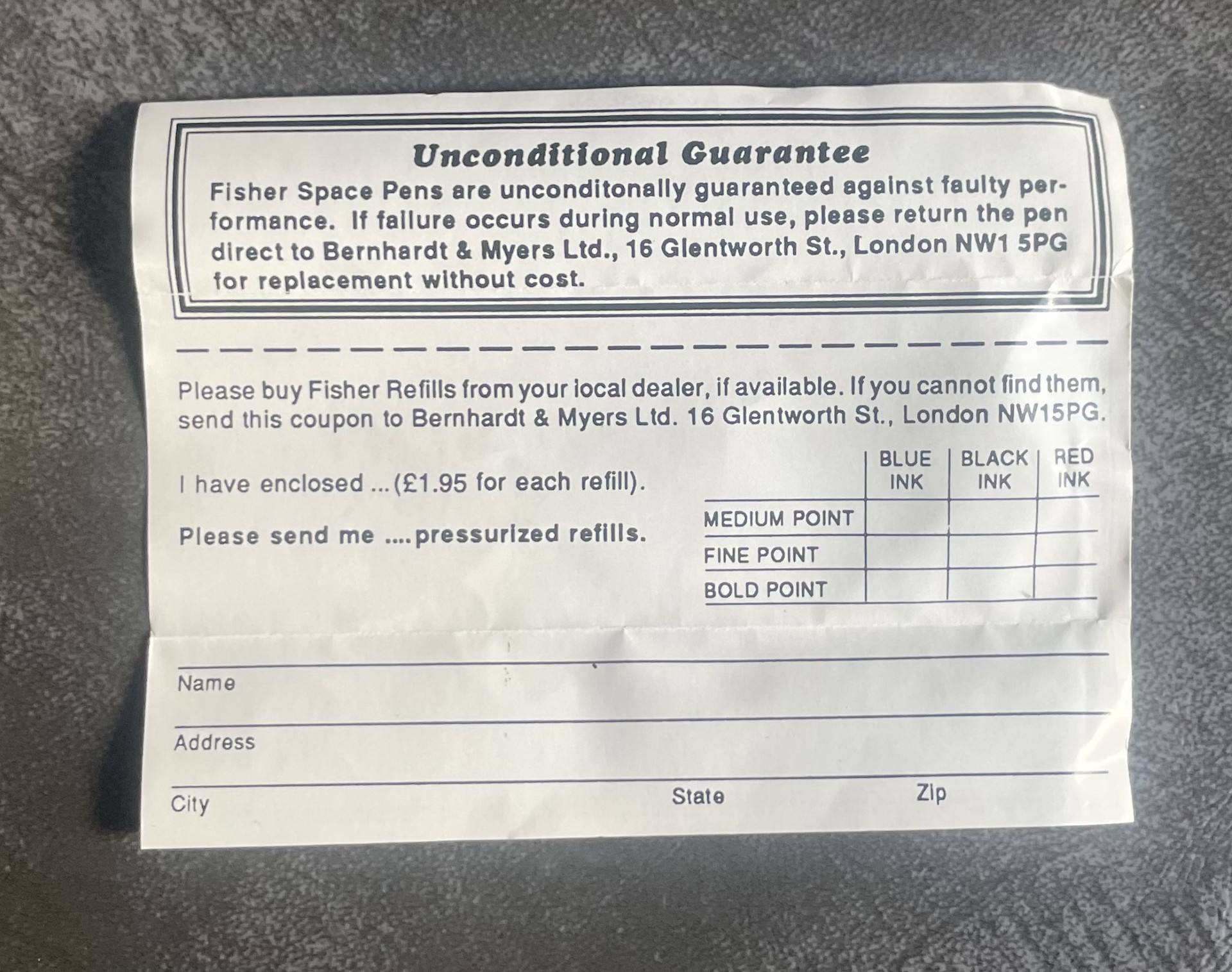 Original Fisher Space Pen in Box w/ Papers - Image 5