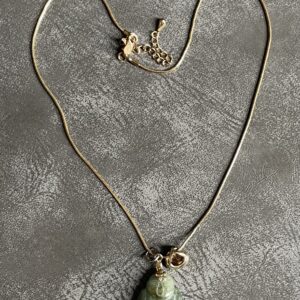 Antique Jade Calm Buddha & Orange Sapphire Necklace