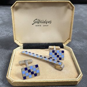 1960's Selfridges Cufflinks & Tie-Pin in Original Box