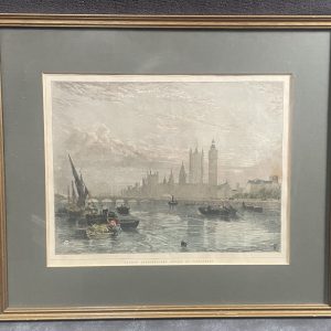 Myles Birket Foster Lithograph Etching Houses of Parliament 1873