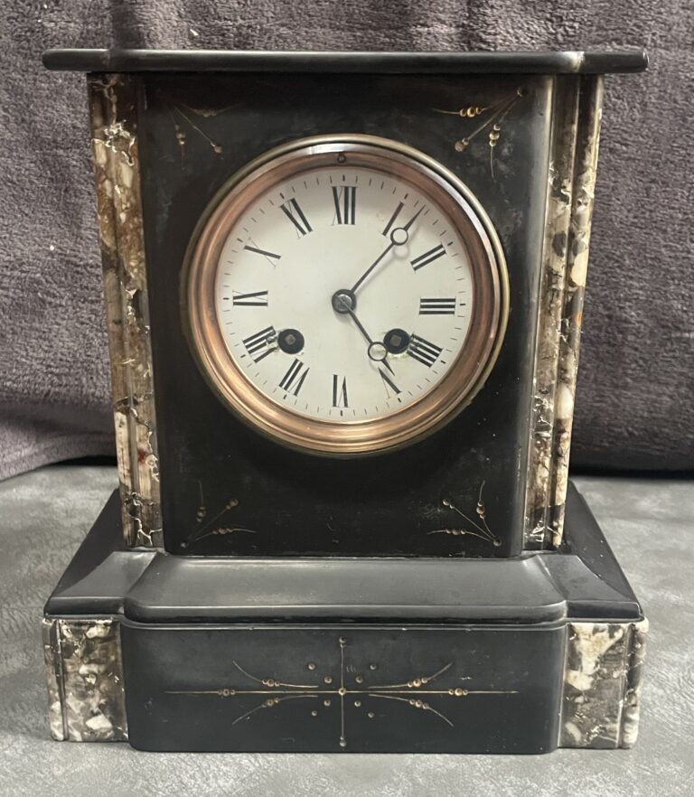 J J S Victorian Slate & Marble Mantel Clock