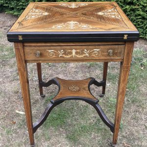 Victorian Inlaid Rosewood Envelope Card Table
