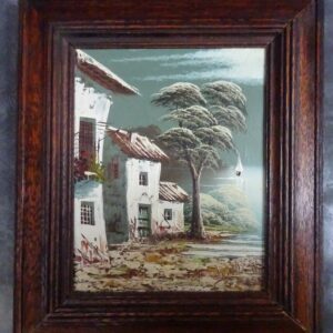 Mediterranean Village Oil Painting Signed