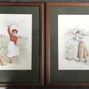 Maud Humphrey Signed Prints of Lady Golfers 'At The Turn' & 'Lost Ball' 1899