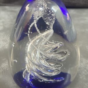 Murano Glass Egg-Shaped Paperweight Twisting Swirl Pattern