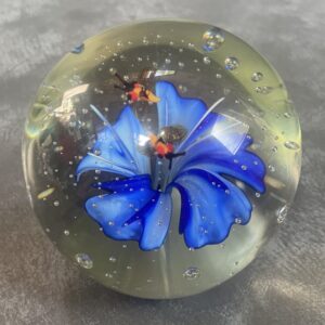Murano Glass Paperweight Flower and Bees
