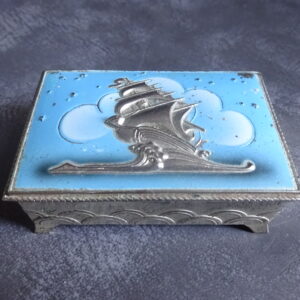 Pirate Ship Pattern Enamelled Trinket Box