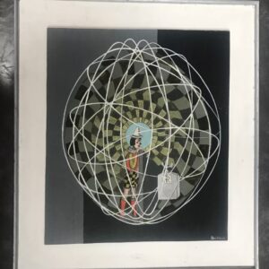 Ron Wood (1922-2009) Surrealist Oil Painting Pierrot Mime 'Future of Rolls Royce'