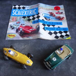 Scalextric Lotus 16 & Austin Healey 3000 w/ Catalogue
