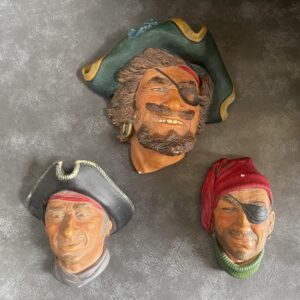 Captains Morgan & Kidd and Bob ~ Bossons Wall-Hanging Pirates