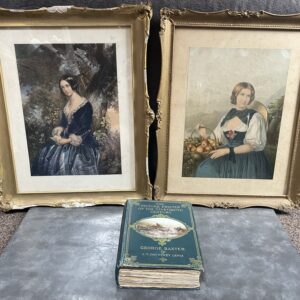 Pair of Victorian Oil Based George Baxter Prints plus 1911 Biography