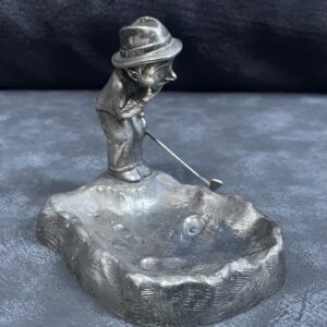 Golfer in the Bunker Silver Metal Dish