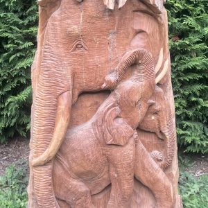 Large Hand-Carved Elephant Sculpture