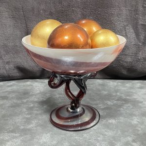 Vintage Handblown Glass Twisted Stem Compote Bowl