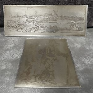 Antique Metal Engraved Printing Plates of Dutch Scenes