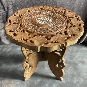 Hand-Carved Indian Wooden Folding Table