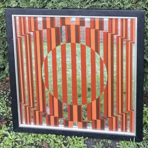 1970's Stripe Patterned Mirror