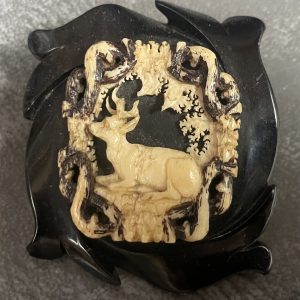 Victorian Jet and Bone Brooch