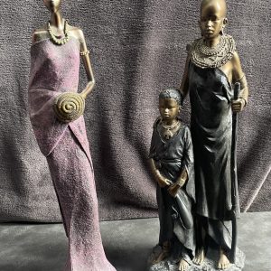 Beautiful Tall Maasi Warrior Women & Child Figures