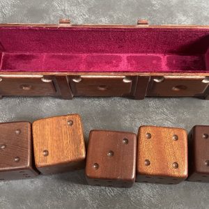 Large Vintage Wooden Dice in Velvet-Lined Container