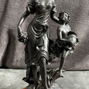 Art Nouveau Style Bronzed Resin Sculpture of Mother and Child