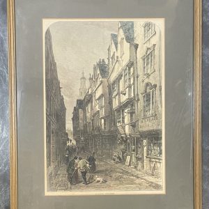 Rare Hand-Coloured Antique Old London Wych Street Framed Print 1870